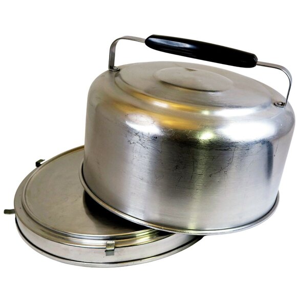 1960s-70s Mirro Aluminum Cake Safe 2002 KM Made in USA Mid-Century Kitchen - Picture 3 of 9